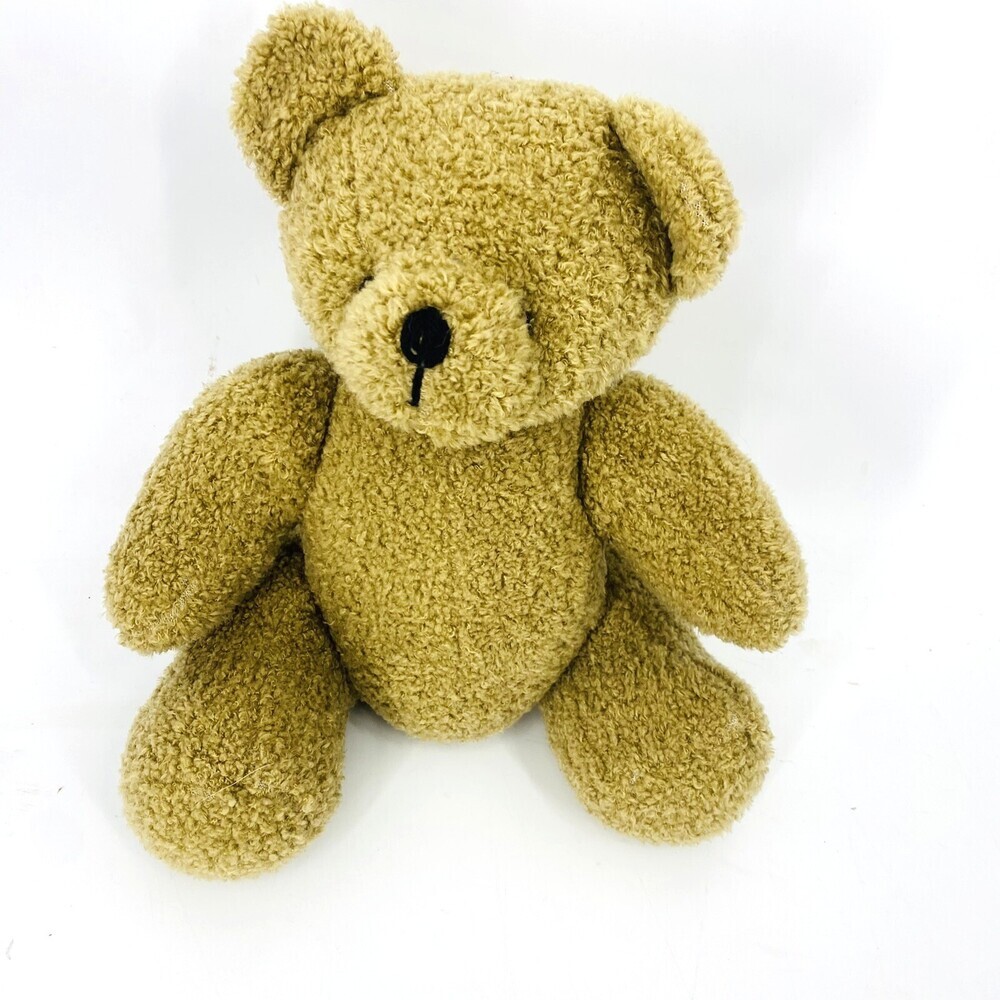 Old Vintage Structured Teddy Bear Sitting Stance Curly Fur Simple Cute Antique